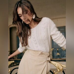 NWT SEZANE Wool/kid Mohair cable knit reversible sweater we